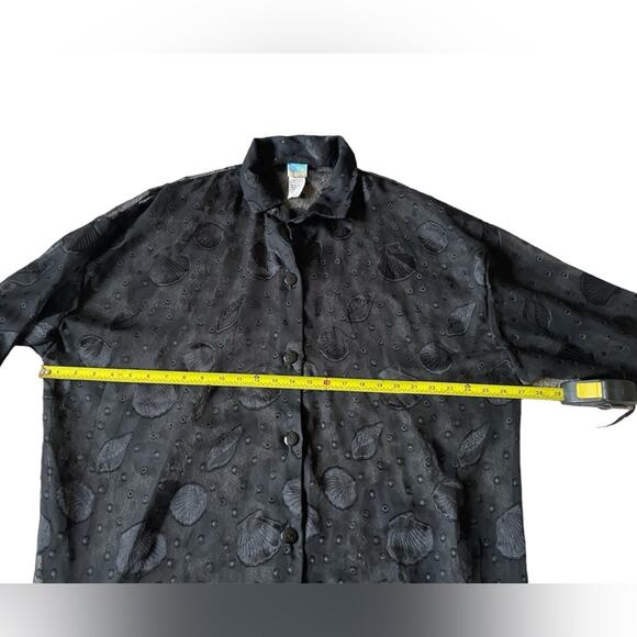 Le Cove Sheer Seashell Women’s/Teen Shirt/Coverup Size XL Coastal Black Blouse - Picture 7 of 8